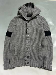  domestic goods DOLCE&GABBANA Dolce & Gabbana line entering hood knitted cardigan gray / black 48