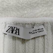 ZARA ザラ ボリューム袖 ニット トップス レース編み スクエアネック デコルテ 半袖 ショート丈 コットン100％ ホワイト サイズM SJ182_画像8