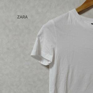 ZARA ザラ Tシャツ カットソー トップス インナー ショート丈 無地 半袖 クルーネック シンプル ベーシック ホワイト サイズS SJ122