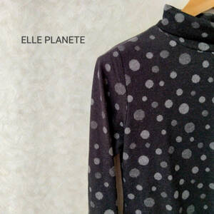 ELLE PLANETE エルプラネット トップス ニット セーター ハイネック ドット 長袖 レディース サイズ40 ブラック SJ105