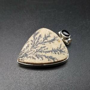 tendo light jasper 925 silver Vintage pendant triangle silver engraving Vintage natural stone retro charm necklace plant pattern F1