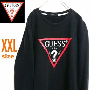 GUESS ゲス ビッグサイズ 黒色 スウェット トレーナー トライアングル デカロゴ guess