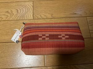  Okinawa prefecture tradition handicraft . -ply mountain Special production . lamp . -ply mountain ...- woven top class hand weave unused thistle shop pouch card-case hand woven kimono kimono small articles red tea 