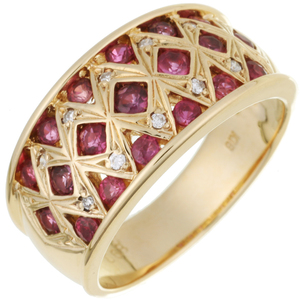 [Hanno Honten] Не бренд -бренд 0,68CT Ruby 0,05CT Diamond Ring / Ring K18 Желтое золото № 12 Ladies DH72539