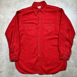 ROOMY RICHARD 【men2502H】 ~50's フランネルワークシャツ Worthy Mfg Co レッド 台襟 サイドマチ付き M~L相当 USA製 AG