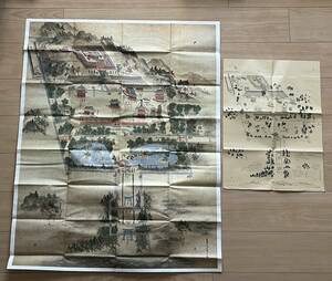 鶴岡八幡宮境内図 カラー絵図 簡略図 2枚セット 神奈川県史資料編（中世）の付録