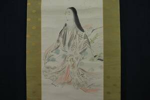 Art hand Auction 후쿠오카 세이란 미인화 족자☆보물선☆N-633, 그림, 일본화, 사람, 보살