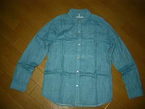  new goods gai Gin meidoGAIJIN MADE stripe shirt M gauze style HRM is lilac n