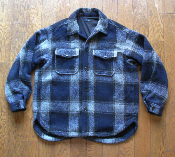 シャギーチェック CPO ブルゾン ★訳あり新品 M(~L) レイジブルー A475■