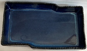 趣味の花器 水盤 生け花　23×40　藍色