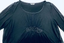 美品 INGEBORG インゲボルグ トップス カットソー Tシャツ ロンT ブラウス 七分袖 丸首 ブラック 黒 size11 変形 異素材 ギャザー デザイン_画像3