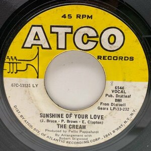 USプレス 7インチ CREAM Sunshine Of Your Love ('68 ATCO) Eric Clapton, Jack Bruce 共作 クリーム 45RPM.