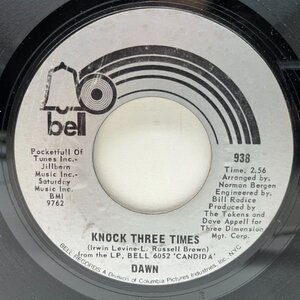 USオリジナル 7インチ DAWN Knock Three Times / Home ('70 Bell) トニー・オーランド ノックは３回 45RPM.