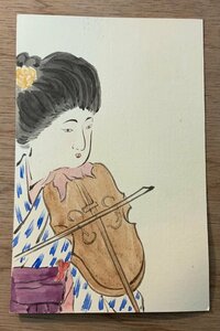 Art hand Auction PP-8047 ■免运费■ 女性乐器 美女日式服装 和服 日式服装 手绘插画 绘画 艺术作品 整张复古明信片 照片 老照片/Kunara, 印刷品, 明信片, 明信片, 其他的