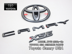 カムリXV70/TOYOTA/トヨタCAMRYセダン純正ブラックアウトUSエンブレムセット-リア3点(XSE)/USDM北米仕様V70黒AXVH70オーバーレイ被せ黒色