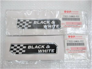 ★希少 ブラック&ホワイト BLACK&WHITE スズキ 新品 ソリオ等に 左右 ロゴ ソフトエンブレム 2点 旧車