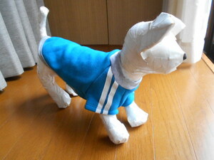 小型犬★very　やわらか　ストレッチ　暖か素材のジャージ　ブルー　スポーツウエア　トレーナー　Tシャツ　S