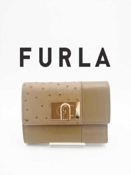【新品】FURLA フルラ 3つ折り 財布 カーキブラウン