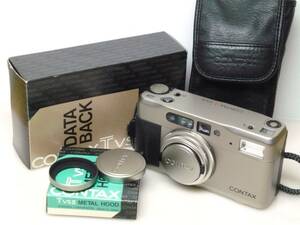 ★CONTAX(コンタックス)◆TVS Ⅱ(2)+TVS DATA BACK◆TVS Ⅱ用メタルフード(キャップあり)・CONTAX L39 (UV) MC 30.5mmフィルター付き●良品