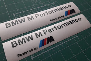 海外　限定品　送料込み BMW Performance powered by M Sticker Decal ステッカー シール デカール 2枚セット ブラック 250mm　ステッカー
