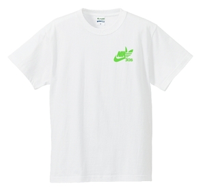 ナイダスワンポイントTシャツ　２枚セット　Mサイズ　①ホワイト×蛍光グリーン　②ホワイト×蛍光ピンク