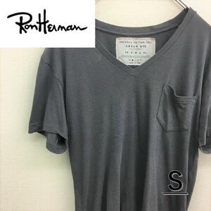 HZ7218★RonHerman GREEN DYE　Vネック ポケットTシャツ★S★グレー ロンハーマン