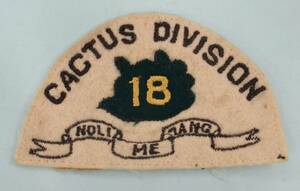 希少 実物 WW2 US ARMY18th Division (United States)PATCH 第18師団 CACTUS DIVISION 肩章 ウールフェルトに刺繍