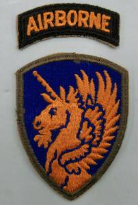 実物 WW2 US ARMY 13TH AIRBORNE DIVISION PATCH 第13空挺師団 タブ付き 肩章 ツーピース