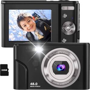 【高画質デジタルカメラ】オートフォーカス 4800万画素 デジカメ コンデジ 16倍ズーム子供用 男の子 女の子 キッズカメラ メモリーカード付