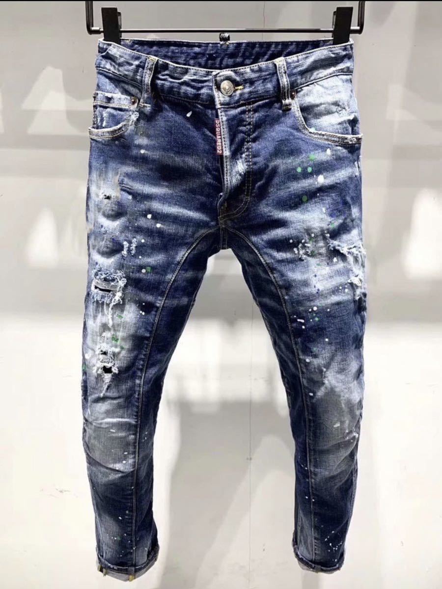 Dsquared2 クールガイ 44 チェック 革 ダメージ モール 保証書付 新品