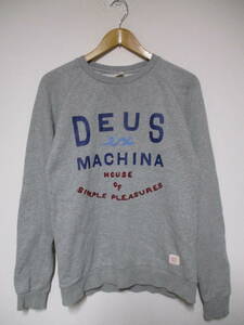 DEUS EX MACHINAte light eksmakina print / chain embroidery sweat sweatshirt XS size 