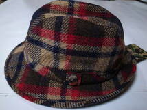 激レアコラボ★A BATHING APE エイプ★LOCK＆CO.Hatters製 HARRIS TWEED LONDON 中折れハット★ラブジェネチェック★M_画像1