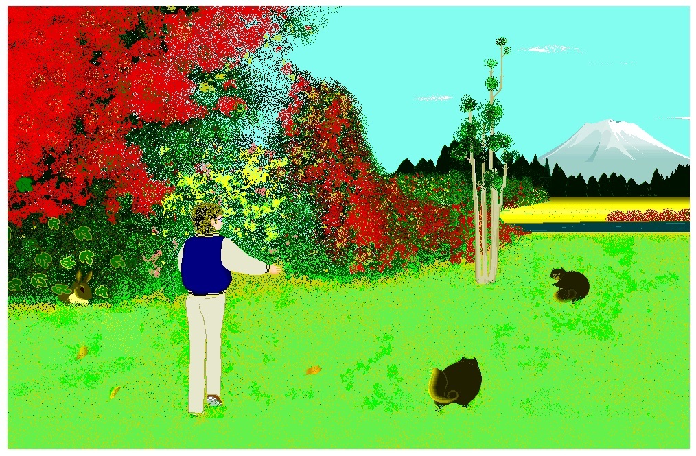 ~Осенние листья и гора Фудзи~, рисование, картина маслом, Природа, Пейзаж
