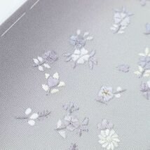 【訪問着】長尺　極上　刺繍　細やか花の丸　訪問着　グレー　丹後　縮緬　袷　正絹　着物　SH4-18_画像4