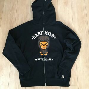 A BATHING APE（ア・ベイシング・エイプ）★マイロ パーカー★Mサイズ★ブラック★スウェットパーカー★BABY MILO★ベイビーマイロ