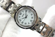 1円～ポリッシュ済/超美品～HERMES　CL4.210　WhiteDial　クリッパー　エルメス　Ladys　詳細写真多数　電池交換済・テストクリア_画像1