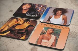 《ホイットニー・ヒューストン-Whitney Houston》オリジナル・アルバム ジャケット デザイン コルク製 コースター 4個セット-1-4(1)