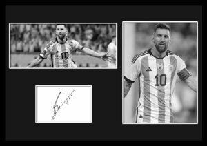 Lionel Messi/リオネル・メッシ/サインプリント&証明書付きフレーム/BW/モノクロ/ディスプレイ (11-3W)
