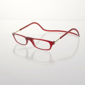 ☆ レッド ☆ 度数3 クリックリーダー 老眼鏡 clic readers シニアグラス リーディンググラス マグネット 非球面 おしゃれ 1.0 首かけ 磁