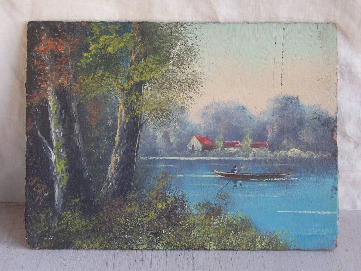 French antique oil painting oil painting painting frame brocante flea market landscape painting lovely old photo drawing sculpture Scandinavian fine art, antique, collection, miscellaneous goods, others