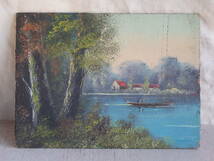 フランスアンティーク　油彩画　油絵　絵画　フレーム　ブロカント　蚤の市　風景画　素敵 古い 写真 デッサン 彫刻 北欧 美術 _画像1
