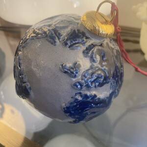 ROWE Pottery クリスマスコレクション　オーナメント　地球儀　地球　ローポタリー　塩柚　ソルトグレーズ　2000 アメリカ製