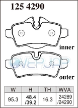 X1254290 DIXCEL Xタイプ ブレーキパッド リヤ用 BMW MINI CONVERTIBLE(R57) ZP16 2010/4～2010/9 COOPER S LCI Standard Brake_画像2