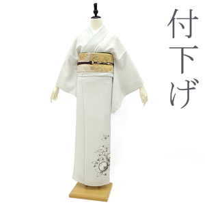 Art hand Auction Kimono à manches longues, doublé, peint à la main par un artiste, gris clair, camélia, pure soie, sans doublure, tout neuf, prêt à l'emploi, longueur 162cm, largeur des manches 63, 5 cm, taille M, Miyagawa, sb11811, mode, Kimono femme, kimono, Tsukesage
