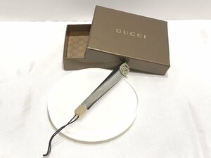#[YS-1] Gucci GUCCI # кожа ремешок # серый серия × оттенок золота общая длина примерно 10cm # коробка иметь Италия производства [ включение в покупку возможность товар ]#D