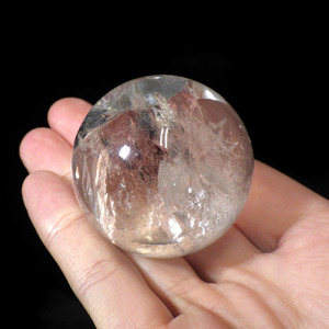 水晶球 直径45mm ブラジル産 金属台付き レインボー水晶 クォーツ 丸玉 スフィア 天然石 パワーストーン