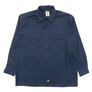 古着 ディッキーズ Dickies ワークシャツ 長袖 ネイビー サイズ表記：XL　gd76818