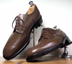[.. put on footwear only / unused ]ITALY made TOD*S/ Tod's wing chip dress shoes UK8 26.5cm corresponding Brown /ferragamo liking .