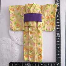 2r1216 ドール用 着物 浴衣 黄色 紫 ピュアニーモ リカちゃん ブライス 22cmドール サイズ 1/6ドール_画像1