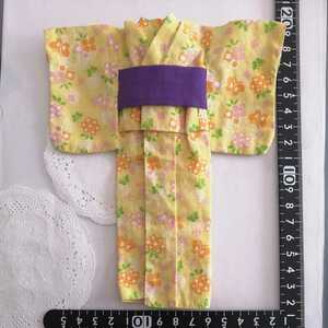 2r1216 ドール用 着物 浴衣 黄色 紫 ピュアニーモ リカちゃん ブライス 22cmドール サイズ 1/6ドール